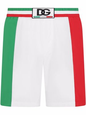Dolce & Gabbana Italia colour-block swimming shorts - White