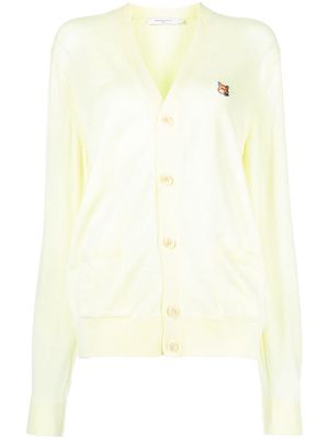 Maison Kitsuné Fox-patch V-neck cardigan - Yellow