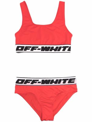Off-White Kids logo tape-detailed bikini - Red