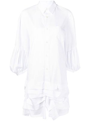 Comme Des Garçons Comme Des Garçons ruffled-hem cotton shirt dress - White