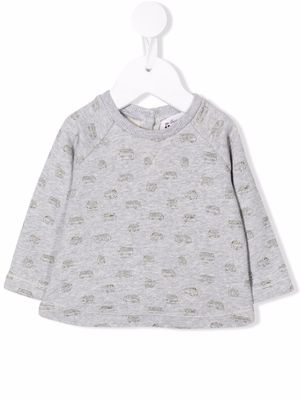 Bonpoint car-motif cotton sweatshirt - Grey