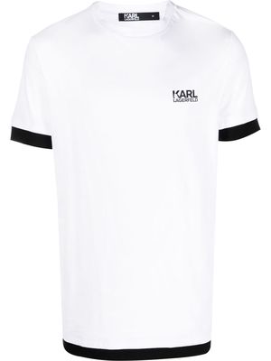 Karl Lagerfeld logo print contrasting trim T-shirt - White