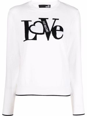Love Moschino logo-print crew neck jumper - White