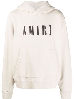 AMIRI logo-print longline hoodie - Neutrals