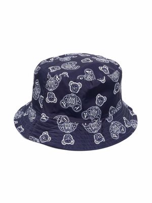 Palm Angels Kids bear-print bucket hat - Blue