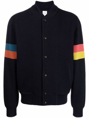 PAUL SMITH wool stripe-detail bomber jacket - Blue