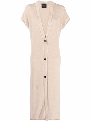 Roberto Collina knitted V-neck buttoned dress - Neutrals