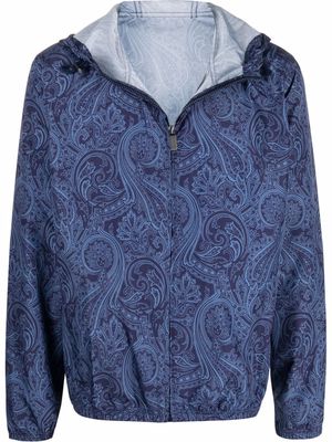 Canali paisley-print hooded jacket - Blue