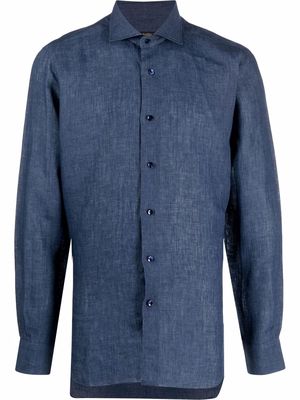 Barba long-sleeve linen shirt - Blue