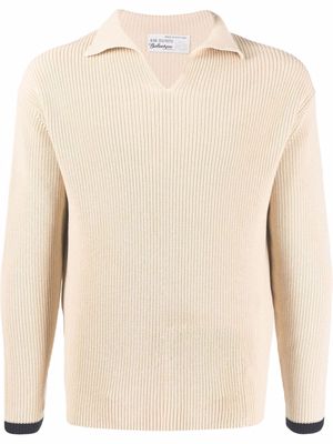 Ballantyne spread-collar ribbed-knit jumper - Neutrals