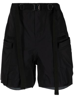 sacai belted-waist cargo shorts - Black