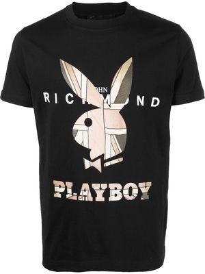 John Richmond x Playboy Union Jack logo-print T-shirt - Black