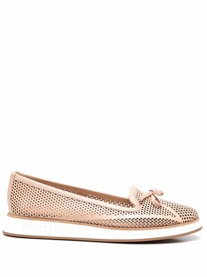 Casadei perforated leather loafers - Neutrals