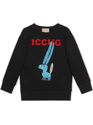 Gucci Kids Freya Hartas cotton sweatshirt - Black