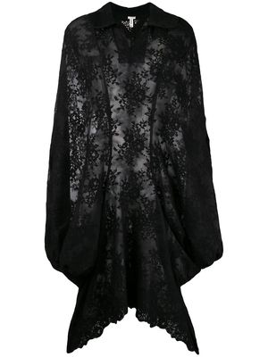 Comme Des Garçons Pre-Owned lace appiqué sheer cloak - Black