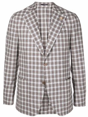 Lardini single-breasted check-print blazer - Grey