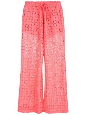 Andrea Bogosian perforated wide-leg trousers - Pink