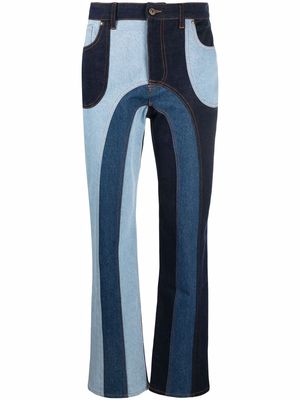 Ahluwalia patchwork-design straight-leg jeans - Blue