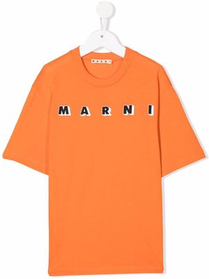 Marni Kids logo-print cotton T-shirt - Orange