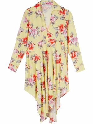 Palm Angels hibiscus floral-print shirtdress - Yellow