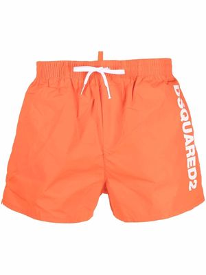 Dsquared2 logo-print drawstring-waist swim shorts - Orange
