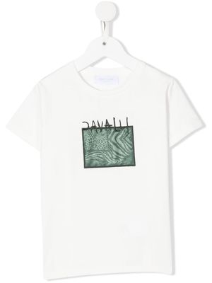 Roberto Cavalli Junior embroidered-logo cotton T-shirt - White