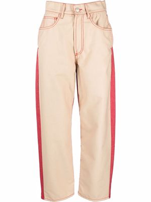 Sunnei colour-blocked cropped trousers - Neutrals