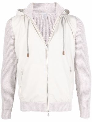 Eleventy two-tone zip hoodie - Neutrals
