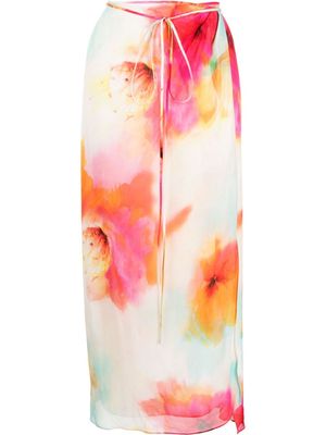 THE ANDAMANE Jacky floral-print midi skirt - Neutrals