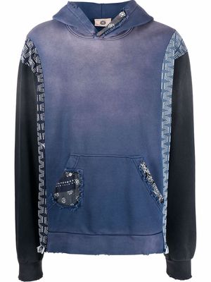 Alchemist panelled cotton hoodie - Blue