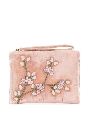 Anke Drechsel embroidered velvet clutch bag - Pink