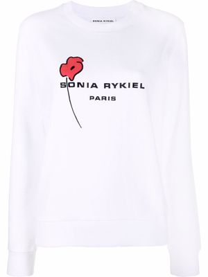 SONIA RYKIEL poppy-print logo sweatshirt - White
