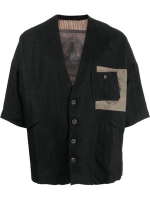 Ziggy Chen V-neck shirt jacket - Black
