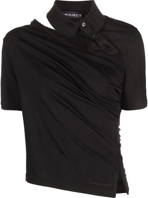 Y/Project cut-out gathered polo top - Black