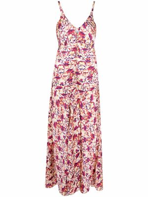 Paco Rabanne floral-print button-front long dress - Yellow