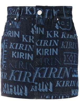 Kirin printed logo denim skirt - Blue