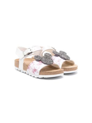 Moa Kids x Disney glitter-appliqué sandals - White