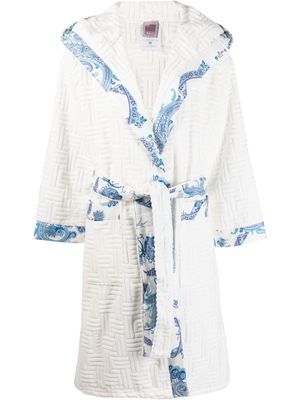 ETRO HOME paisley-trim embossed-detail robe - White