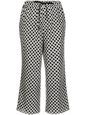 UNDERCOVER geometric-pattern cropped trousers - Black