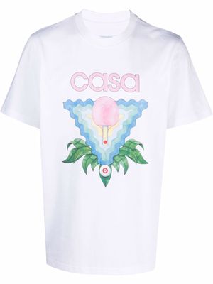 Casablanca logo-print organic-cotton T-shirt - White
