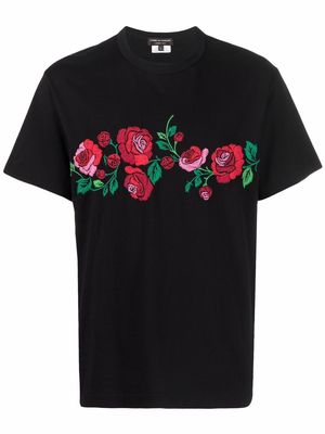 Comme Des Garçons Homme Plus floral-embroidered T-shirt - Black