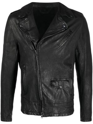 Salvatore Santoro zip-up leather biker jacket - Black