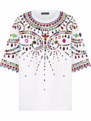 Dolce & Gabbana crystal-embellished short-sleeve T-shirt - White