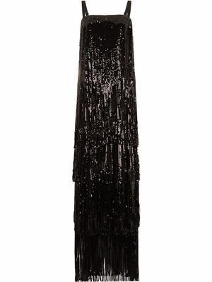 Dolce & Gabbana fringed sequinned evening dress - Black