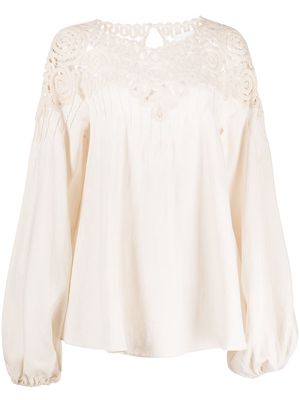 Jonathan Simkhai Maribel cut-out embroidered blouse - Neutrals