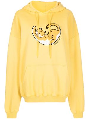 Ground Zero cat-print hoodie - Yellow