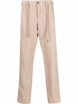Myths pinstripe drawstring straight-leg trousers - Neutrals