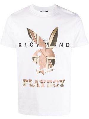 John Richmond x Playboy Union Jack logo-print T-shirt - White
