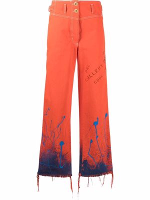 LANVIN ink splash print straight trousers - Orange