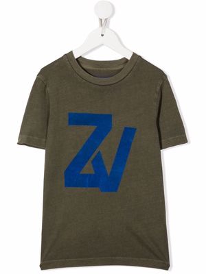 Zadig & Voltaire Kids logo-print cotton T-Shirt - Green